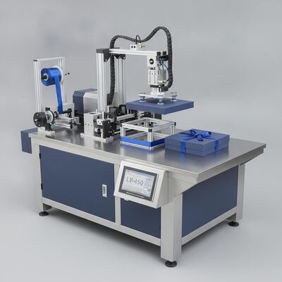 LY-450 半自動硬い箱を作る機械 連続で迅速なカバーと箱組成のためのリボン挿入システム